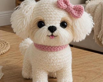 Dog Crochet PDF Pattern – Cute Fluffy Amigurumi Puppy Tutorial, Handmade Kids Toy, Instant Digital Download