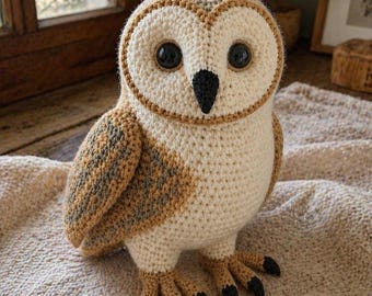 Realistic Barn Owl Amigurumi Crochet Pattern • Lifelike Owl Plush Toy PDF • Handmade Stuffed Bird Pattern • Crochet Woodland Animal Decor