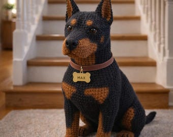 Doberman Amigurumi Dog Crochet Pattern PDF, Realistic Dog Plush Toy, Guard Dog Crochet, Lifelike Dog Pattern, DIY Crochet Animal Gift