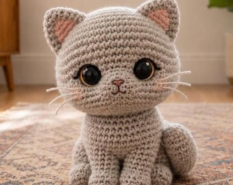 British Shorthair Cat Crochet Pattern PDF, Amigurumi Cat, Realistic Crochet Cat, Kitten Pattern, Plush Cat Toy, Cat Lover Gift DIY