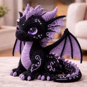 Dragon Crochet Pattern PDF – Cute Amigurumi Dragon Plush Toy for Kids, Fantasy Gift Idea, Easy DIY, Digital Download