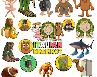 Italian Brainrot PNG Bundle, Funny Meme Clipart, Tralalero Tralala Tun Tung Tung Shahur PNG SVG, Meme Art Pack, Digital Download