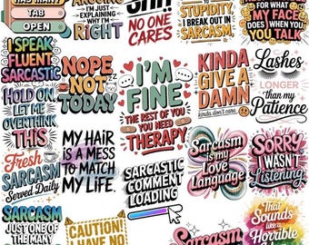 Funny Sarcastic Quotes PNG Bundle, Funny Quotes, Sarcasm PNG, Adult Humor Designs, Funny Shirt, Mug Quotes, Funny Graphics, Digital Download