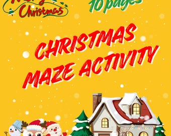 Christmas Maze Activity Pack for Kids - 10 Printable Worksheets, Printable (PDF Download)