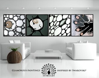 Swarovski® art. Large artwork with Swarovski crystals. Large abstract painting. Acrylic painting. Large painting. Huge painting by Lydia Gee