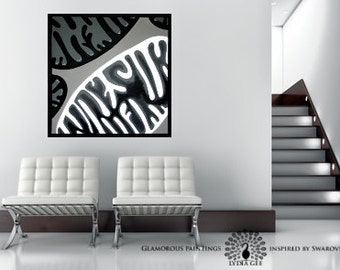 Simple art with Swarovski® & glitter. Minimalist art. Black and white abstract wall art. Black and white painting. Biology art Lydia Gee