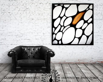 Cellular art with Swarovski® crystal art. Swarovski home decor ALIVE. Black & white art. Large contemporary art. Organic art