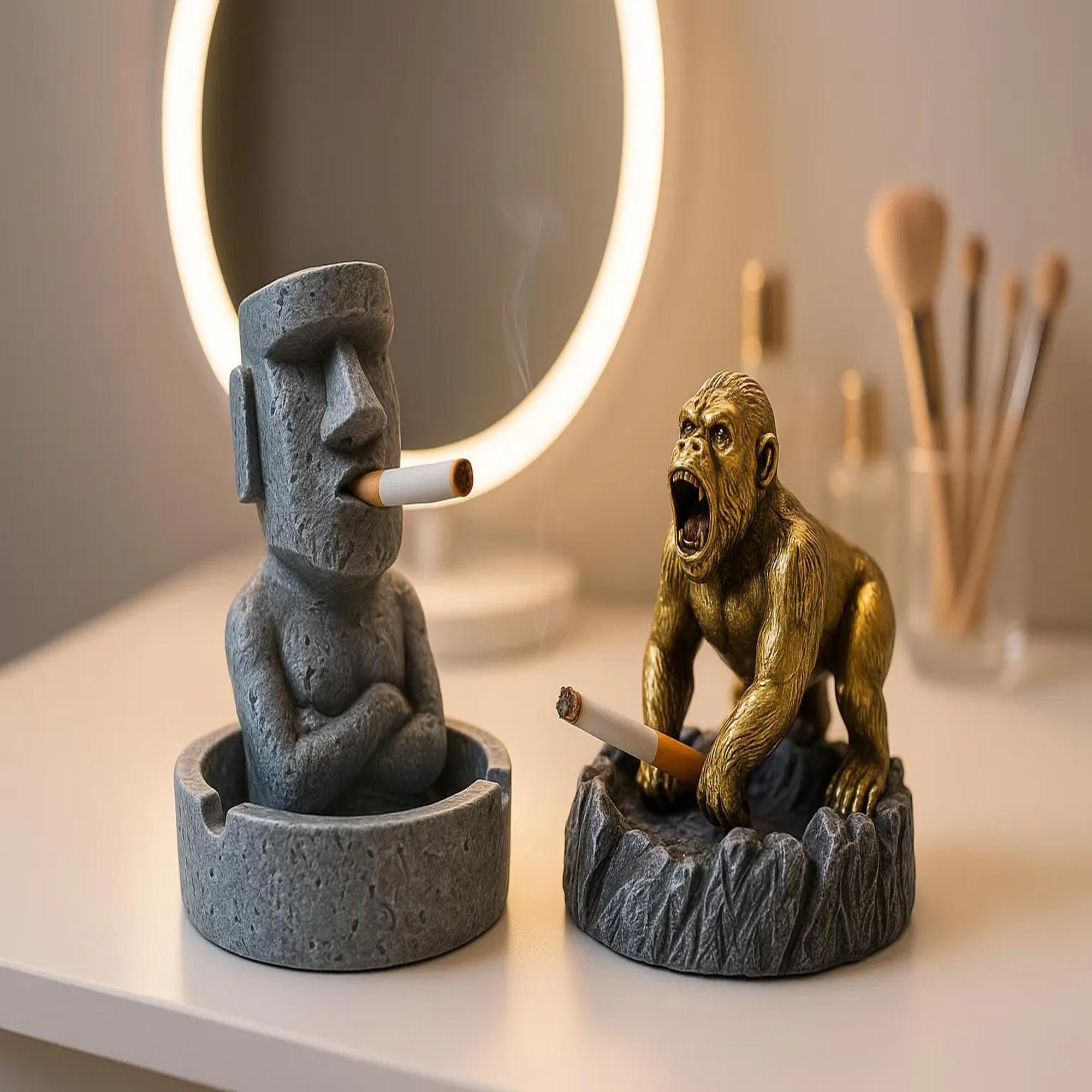 Gorilla King Kong Resin Ashtray – Unique Decorative Cigar & Weed Ashtray For Home