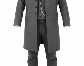 Herren Grauer viktorianischer langer Mantel für Herren | Steampunk inspirierter Mantelanzug | Formelles Gentleman Outfit von Elite Stitch