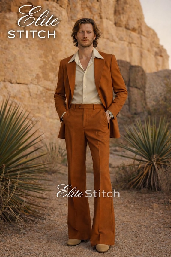 mens burnt orange dress pants Men's Burnt Orange Tweed Suit Pants, 44 Short, Modern Fit