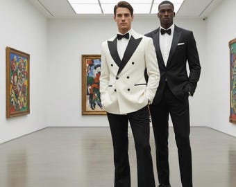 Ivory and Black Luxury Tuxedo for Men.