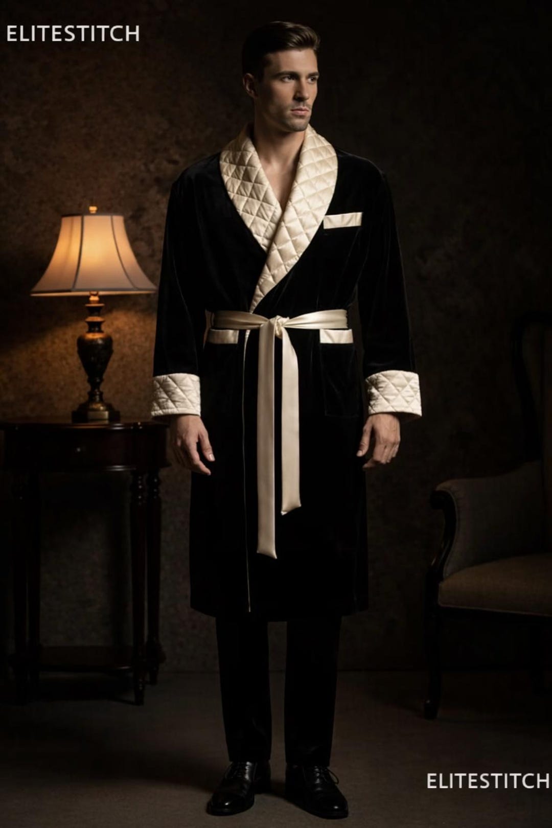 Men's Smoking Robe Black Velvet Smoking Robe I House Robe I Men Luxury Robe - Etsy