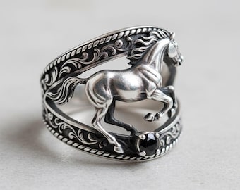 silver horse silver925 ベルリング 1940s Sterling Silver Saddle Ring Size 11.75, Fred Harvey Era, Old