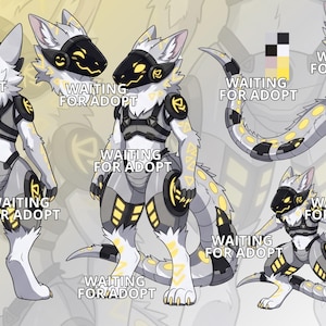 Protogen Adopt, Robotic Furry Fursona, Cyber OC Design, Fandom Adoptable Sona Full Body Reference