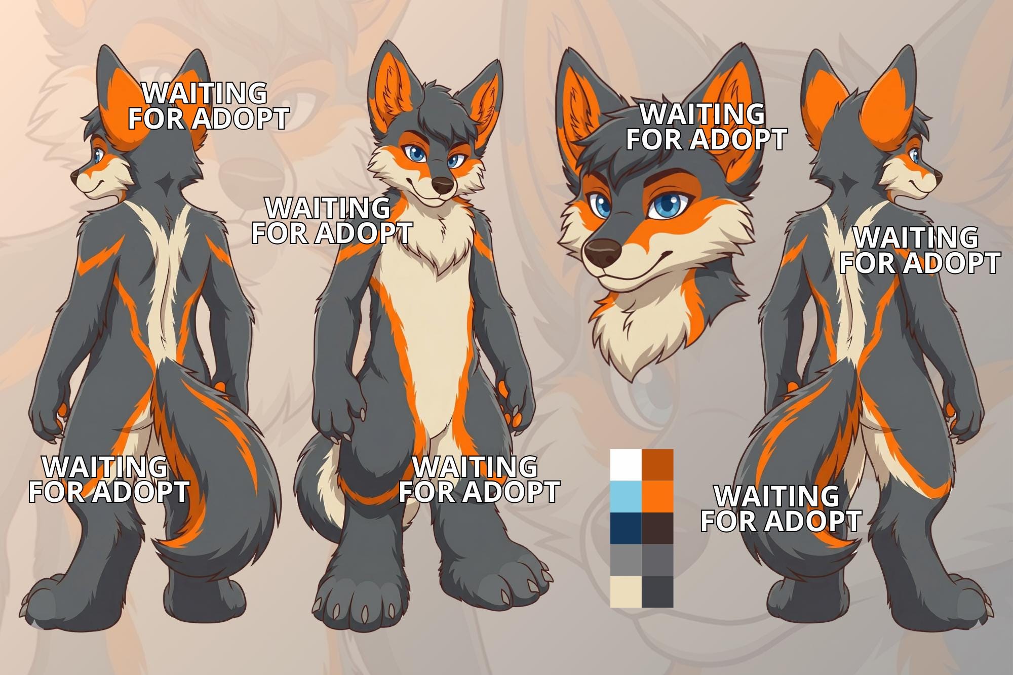 Furry Wolf Adoption Character Reference - Fursona Adopt (digital ...