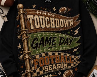 Touchdown Game Day PNG , Retro Football Season PNG, Varsity Football Shirt Design, Sports Mom Sublimation, Instant Digital Download