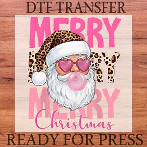 Santa Bubble Gum DTF Transfer, Retro Christmas Heat Press