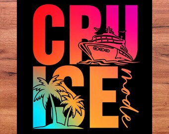 Cruise Mode DTF Transfer, Tropical Holiday Tree, Ready To Press, Family Vacation Print