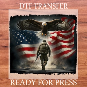 America Flag Eagle Patriot DTF Transfer, USA 250th Anniversary Heat Press, Retro USA Fighter Ready To Press