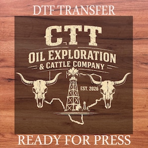 CTT Oil Exploration & Cattle DTF Transfer Landman Ready To Press, Cattle Print