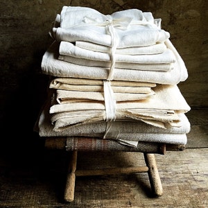 Antique French Fabrics Assortment, SURPRISE Bundle of Antique Linens, Sewing Project Lot, Wabi-Sabi Material, Rustic Farmhouse Linens.