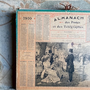 Set di 21 calendari postali antichi francesi. Calendari dell'Almanacco La Poste. Rari effimeri documenti cartacei francesi da collezione dal 1902 al 1922.