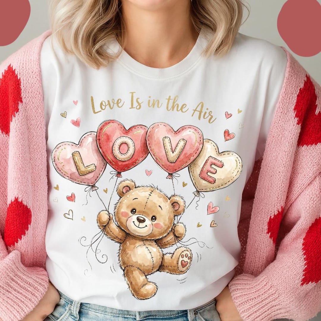 Teddy Bear Valentine Printable Retro, Cute Bear With Love Balloons ...