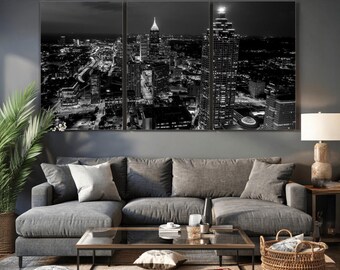 Aerial Atlanta Skyline Wall Art - Downtown Atlanta Canvas Print - Modern Cityscape