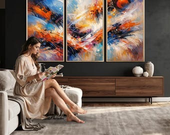 Vibrant Celestial Canvas Wall Art Print, Energetic Art, Modern Geometric Wall Decor