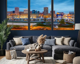 Inner Harbor Dawn - Baltimore Cityscape Canvas Print - Modern City Skyline Wall Art