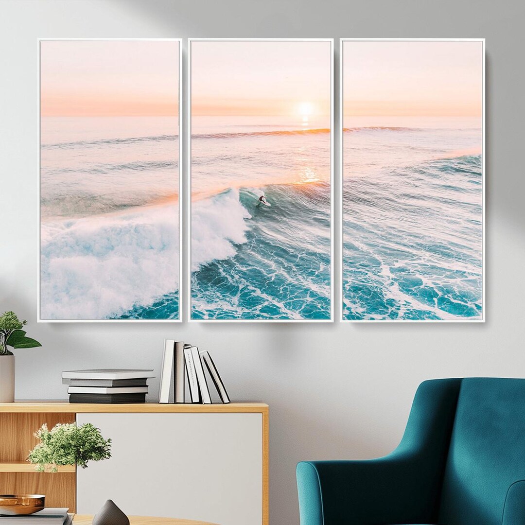 Serene Sunset Canvas Wall Art, Coastal Beach Decor, Framed Print - Etsy