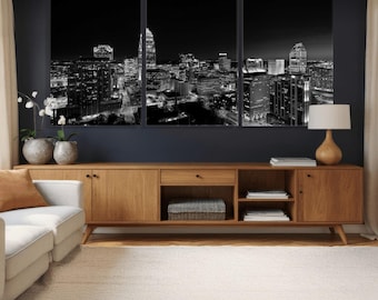 Atlanta Aerial Cityscape Wall Art for Industrial Look Decor - Atlanta Night Skyline Canvas Print