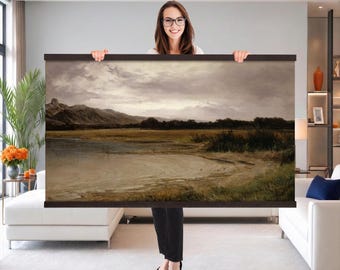 Joseph Selleny Storm Lake Tapestry Wall Art, A Lake Landscape Romanticism Wall Hanging, Large Dark Academia Living Room Wall Decor Gift