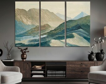 Highlands Paint Print on Canvas, Mountain Landscape Wall Art, Countryside Decor