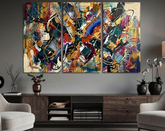 Modern Urban Pop Art Canvas, Industrial Skyscraper Print, Teal Yellow Art
