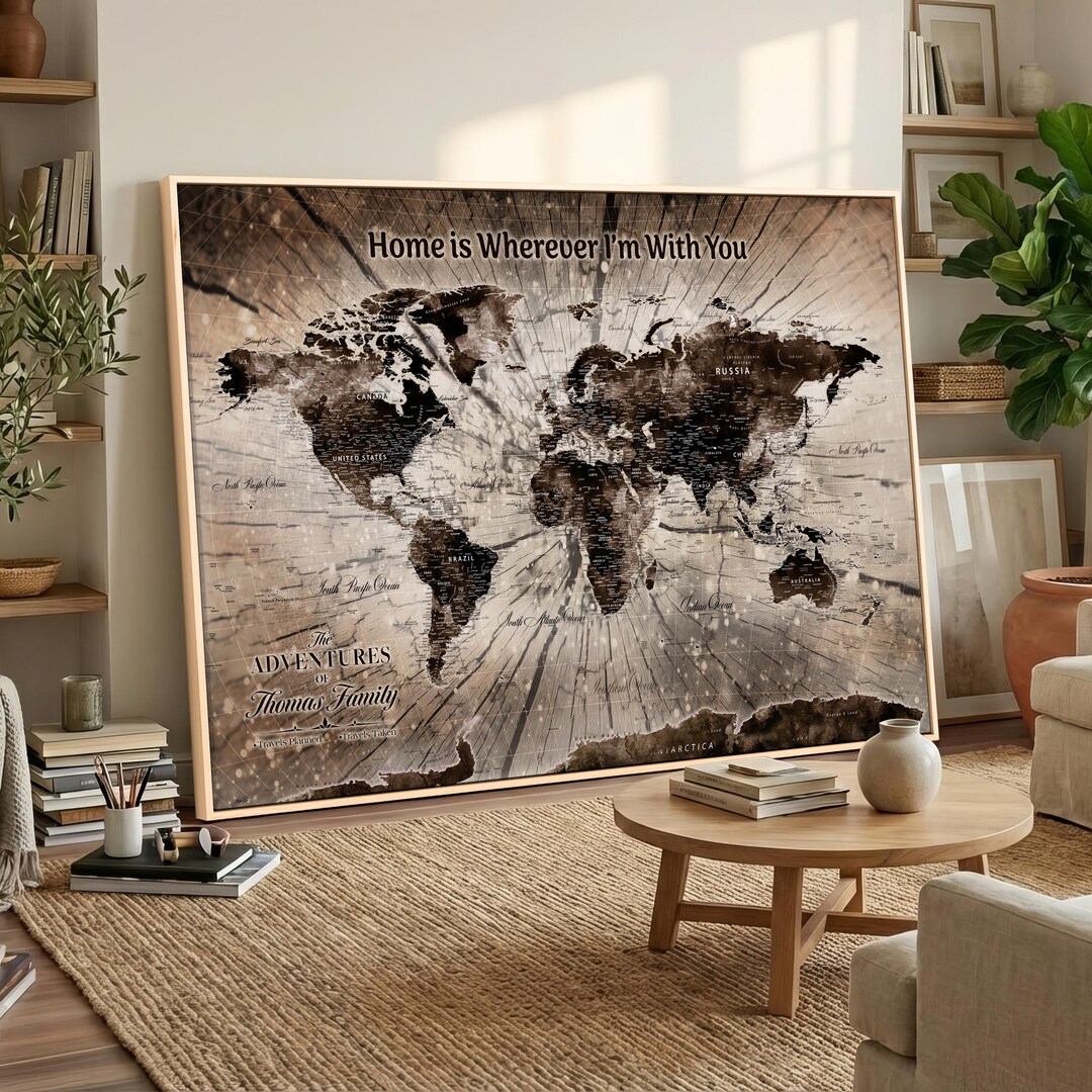 Custom Push Pin World Map Canvas, Personalized Travel Tracker - Etsy