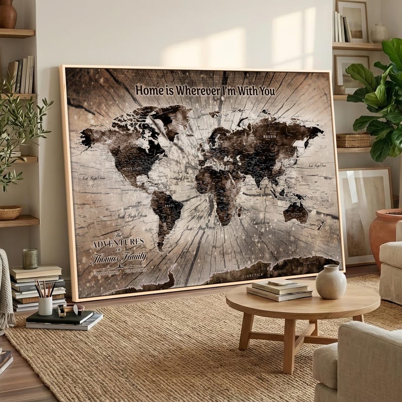 Custom Push Pin World Map Canvas, Personalized Travel Tracker - Etsy