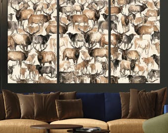 Reindeer Canvas Wall Art – Abstract Minimalist Line Drawing