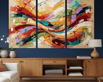 Abstract Paint Brush Strokes Canvas Print, Pop Modern Wall Art, Office Decor