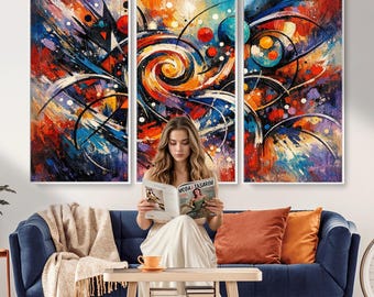 Extra Large Geometric Shapes Wall Art Print for Living Room Office Decor, Abstract Canvas