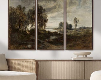 Moody Landscape Wall Art Canvas Print, Countryside Forest Wall Decor