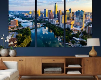 Lady Bird Lake Austin Texas Cityscape Canvas Print - Modern City Skyline Wall Art