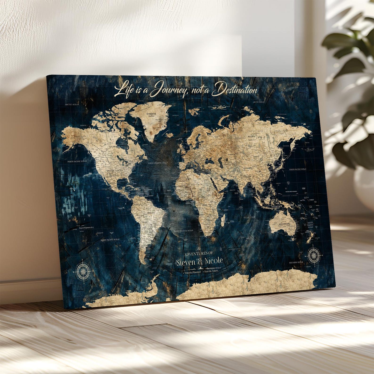 Custom Push Pin World Map Canvas, Travel Tracker Wall Art - Etsy