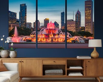 Chicago Downtown Canvas Wall Art – Cityscape Print, Industrial Chic Wall Decor