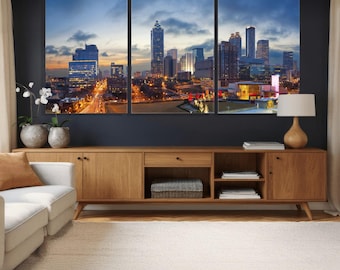 Atlanta Skyline at Sunset Canvas Print - Downtown Atlanta Cityscape Wall Art for Home Office