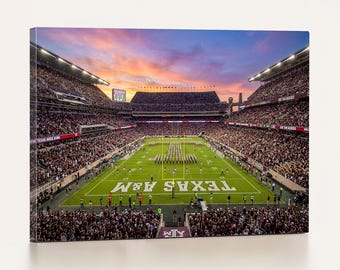 Panoramic Kyle Field Canvas Wall Art, College Station Stadium Print, Oversize Wall Decor for Sports Den, Gift for Him