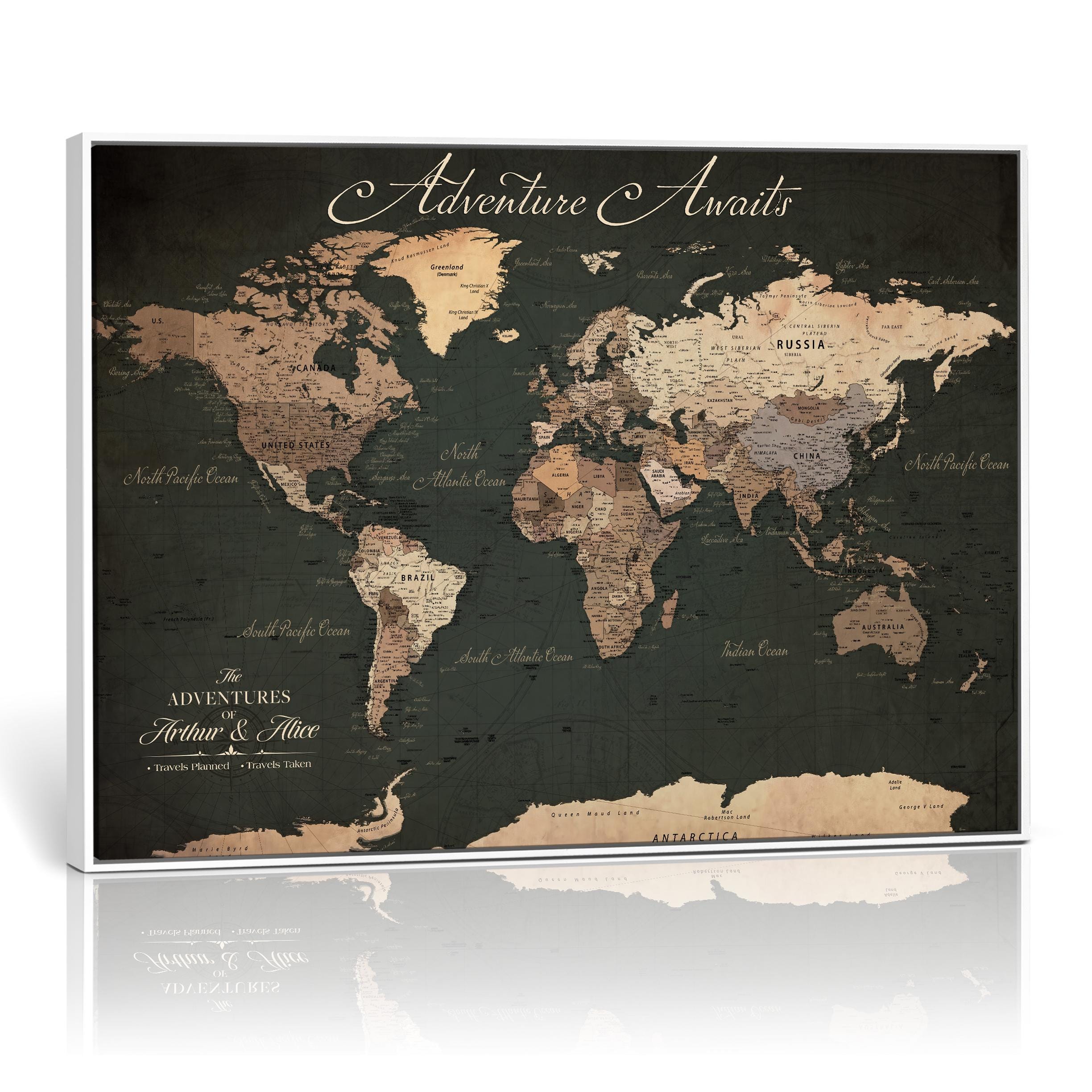 Push Pin World Travel Map Canvas, Personalized Family Wall Art - Etsy