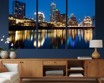 Austin Night City Lights Canvas Print - Urban Decor, Home Office Travel Gift