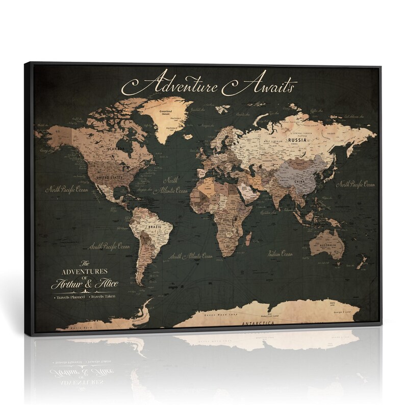 Push Pin World Travel Map Canvas, Personalized Family Wall Art - Etsy