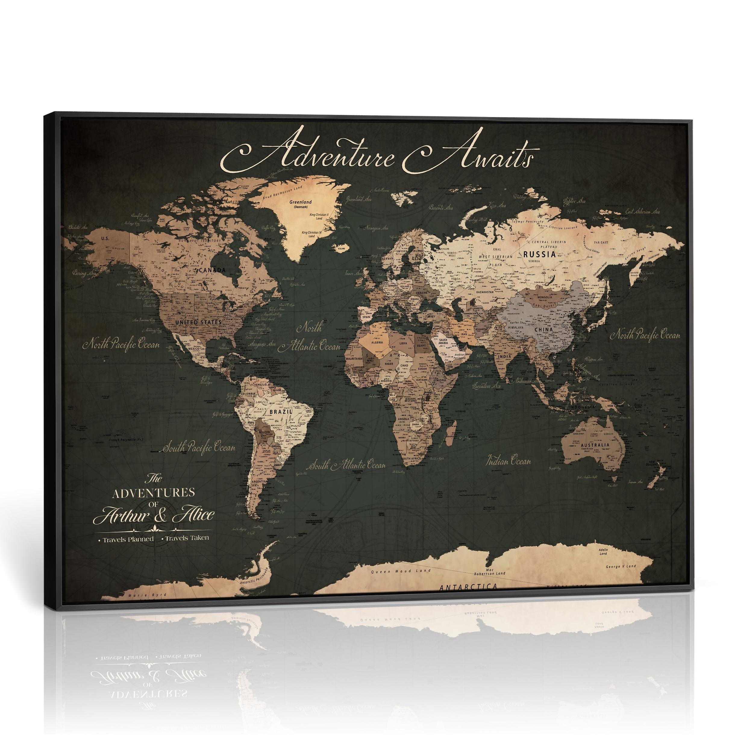 Push Pin World Travel Map Canvas, Personalized Family Wall Art - Etsy